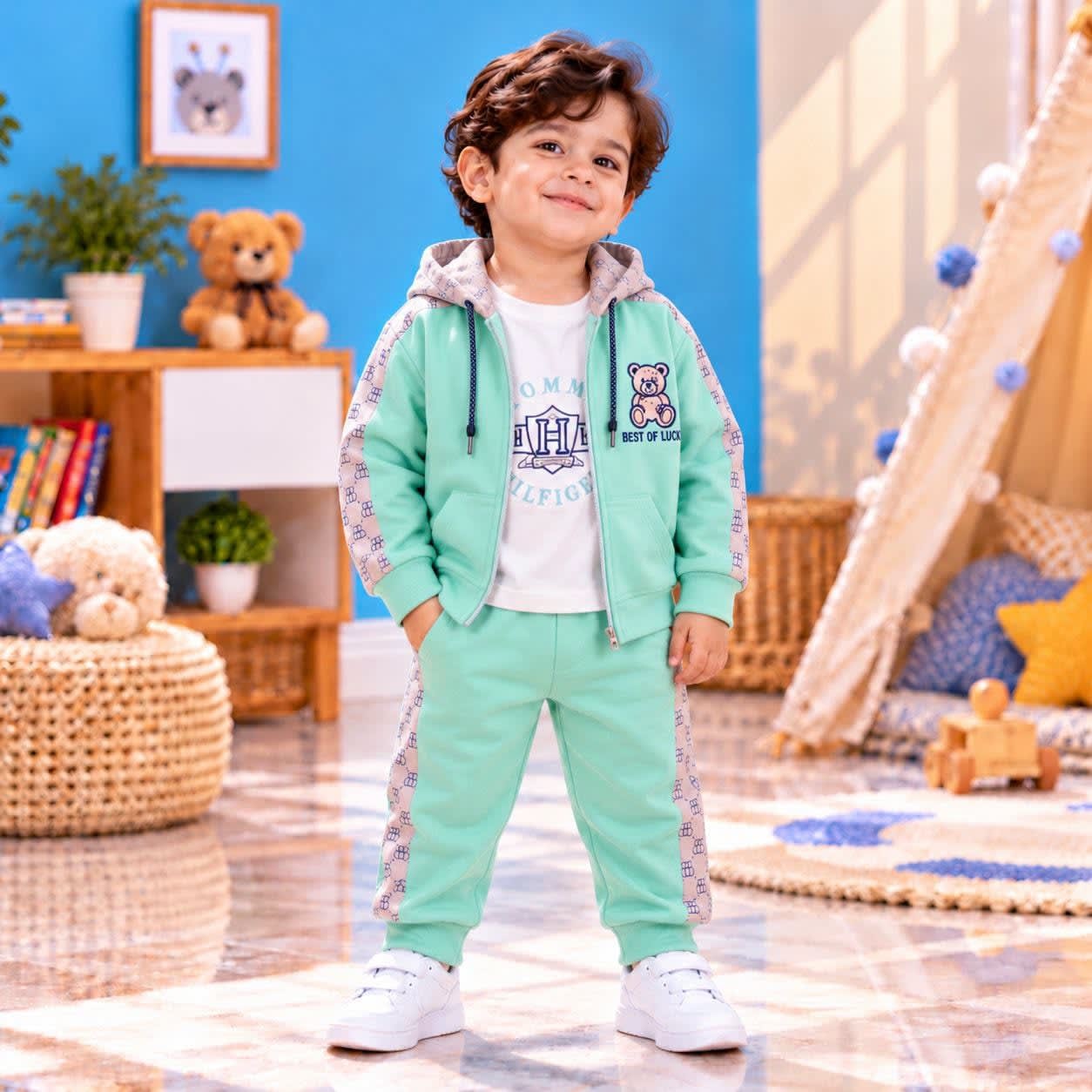 Baby Boys Mint Green 3-Piece Hoodie Set