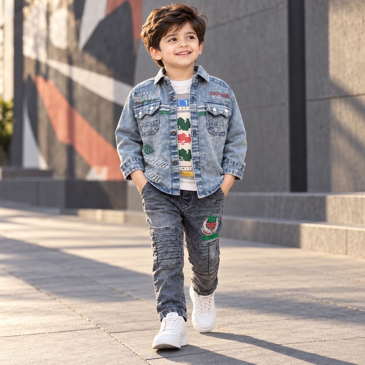 Boys Blue Denim Overshirt 3-Piece