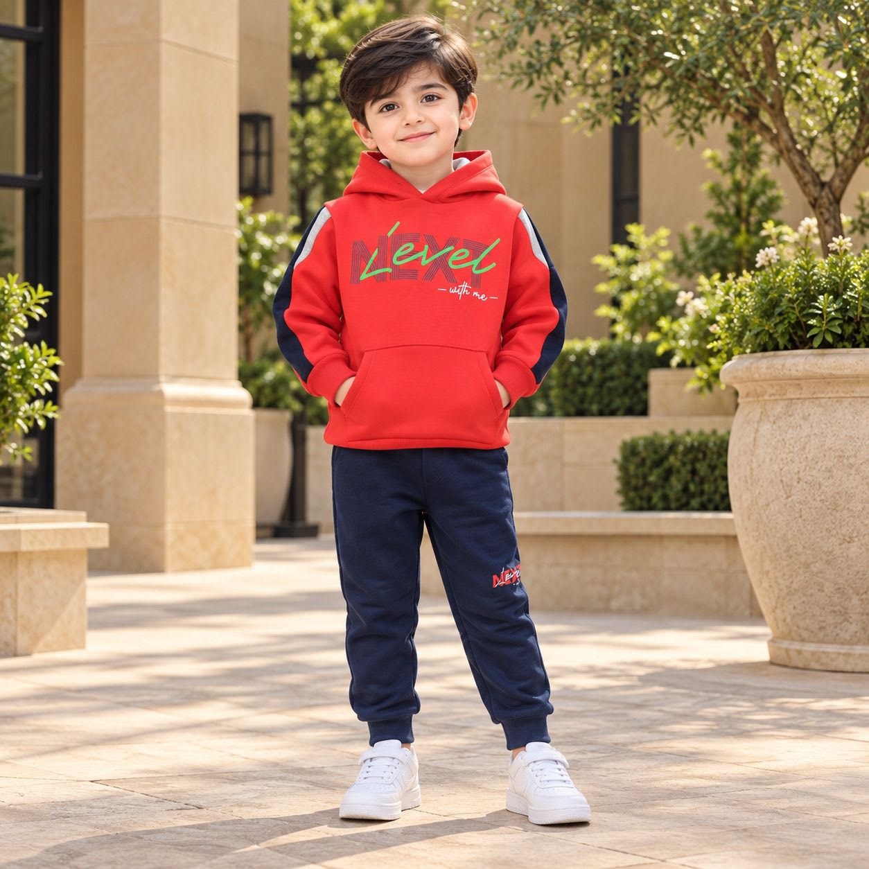 Boys Red Nevel Hoodie 2-Piece