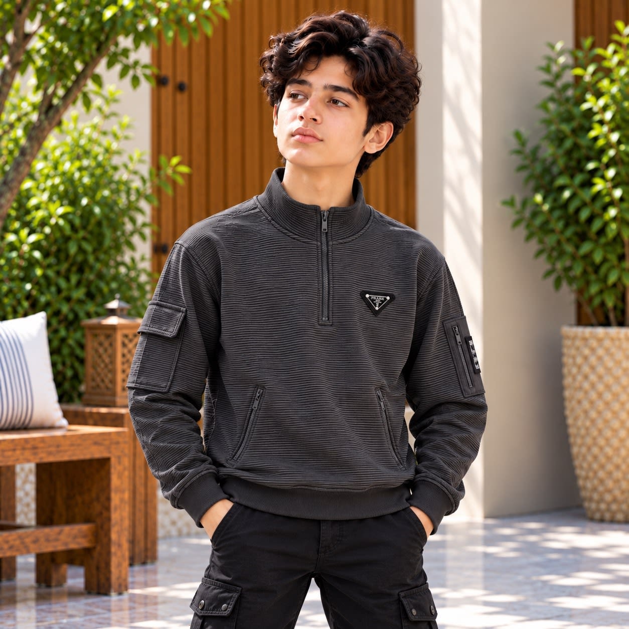 Boys Prada Half-Zip Sweatshirt