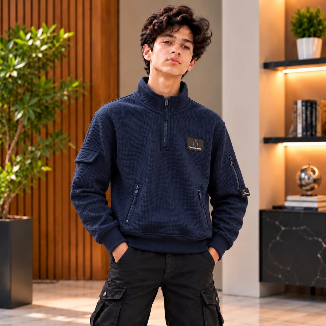 Boys Fashion Wear Half-Zip Sweatshirt