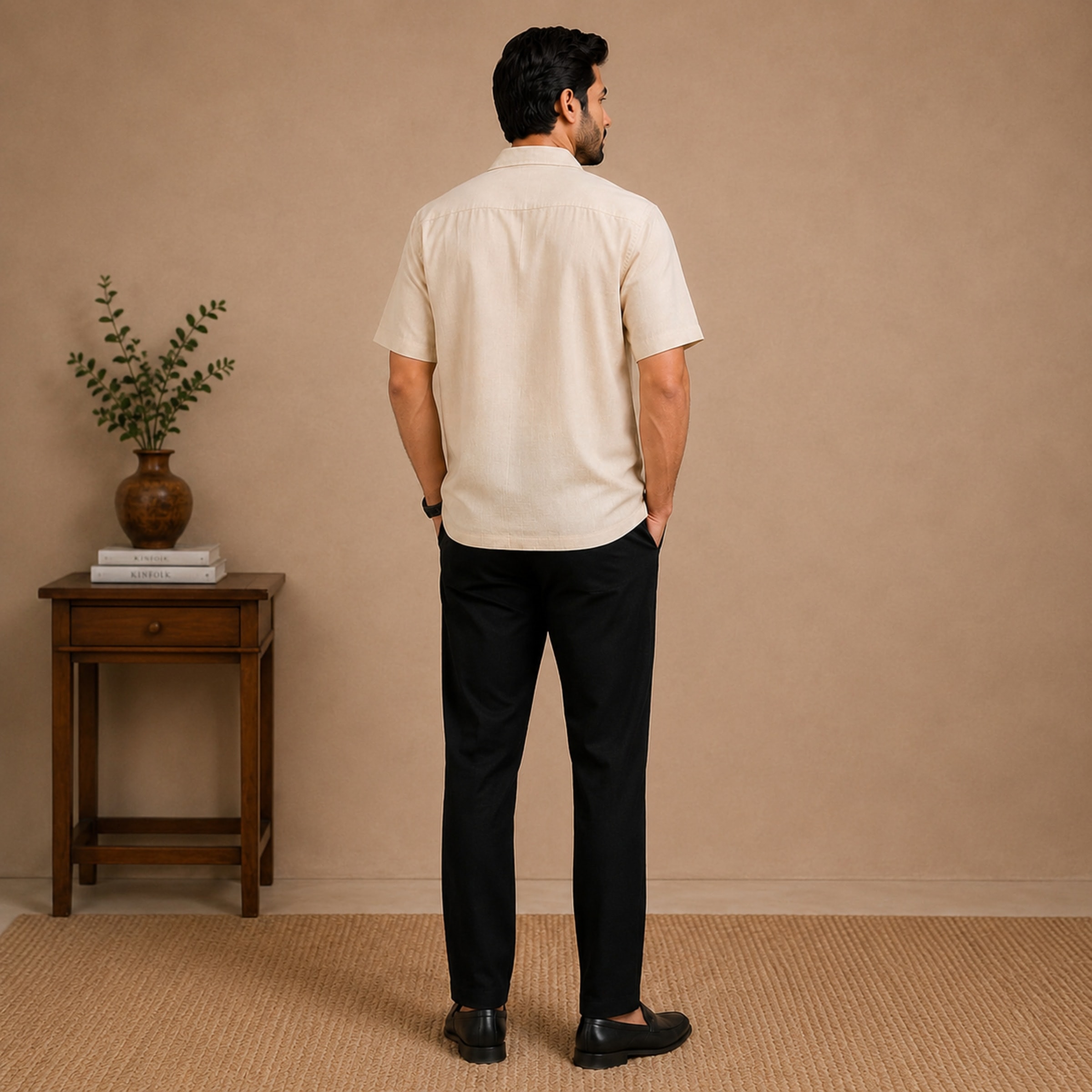 Short sleeve shirt with premium denim pant view 5