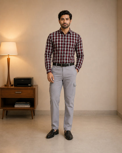 Stylish check shirt with premium cargo pants