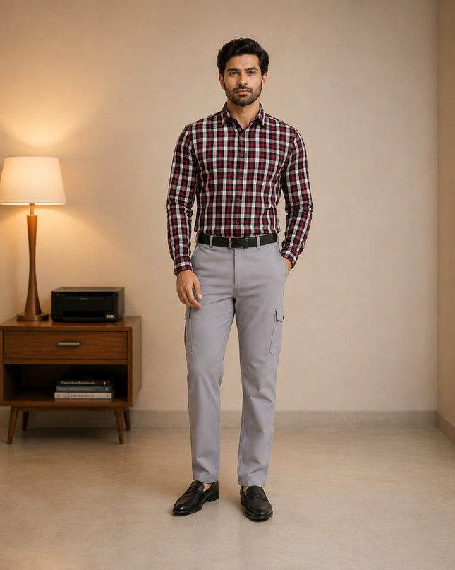 Stylish check shirt with premium cargo pants