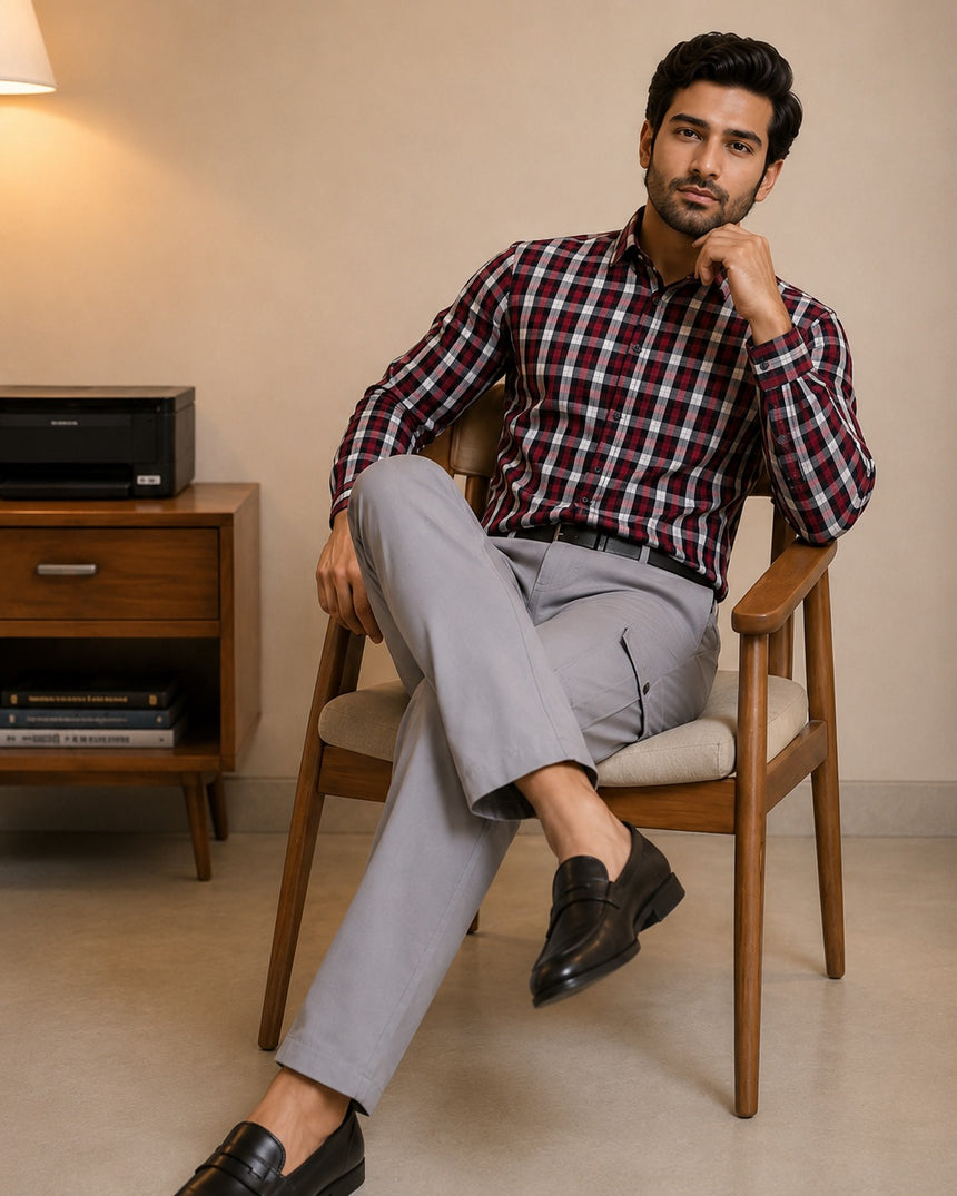 Stylish check shirt with premium cargo pants