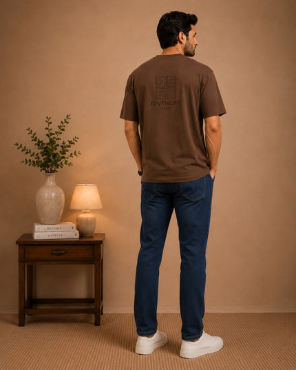 Olive T-shirt with premium denim pant