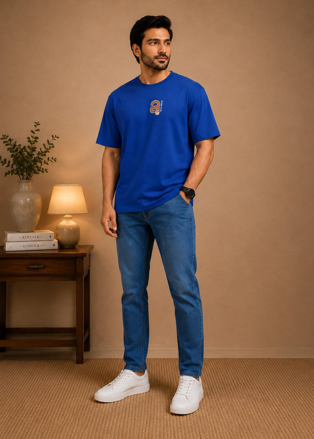 Blue T-shirt with premium denim pant
