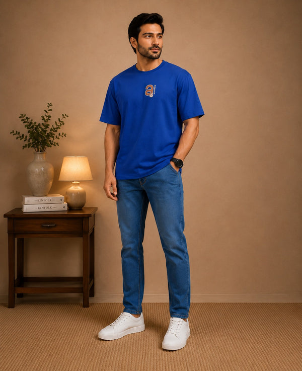 Blue T-shirt with premium denim pant