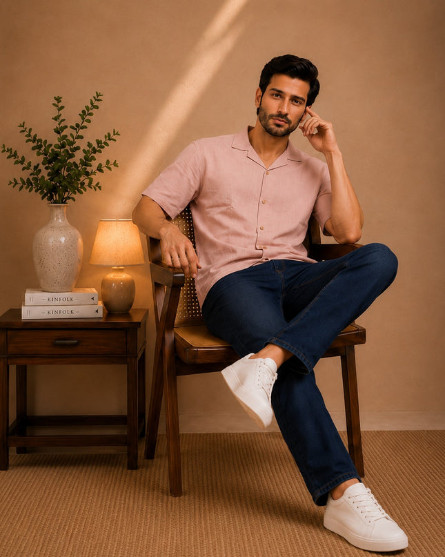 Short sleeve shirt with premium denim pant