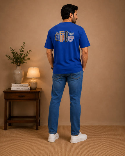 Blue T-shirt with premium denim pant