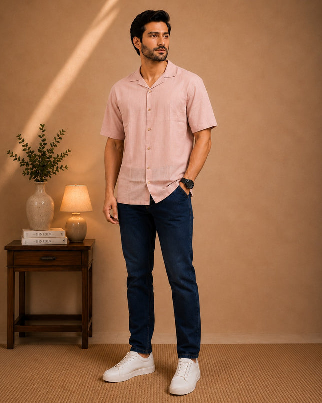Short sleeve shirt with premium denim pant