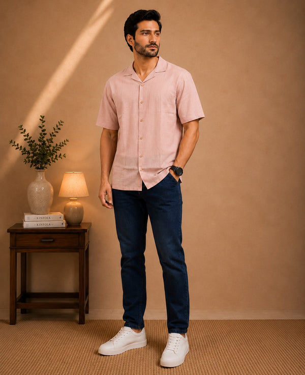 Short sleeve shirt with premium denim pant
