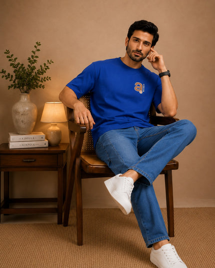 Blue T-shirt with premium denim pant