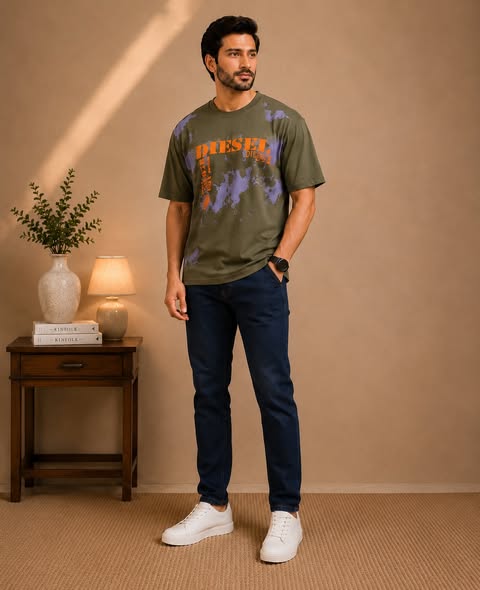 Graphic T-shirt with premium denim pant