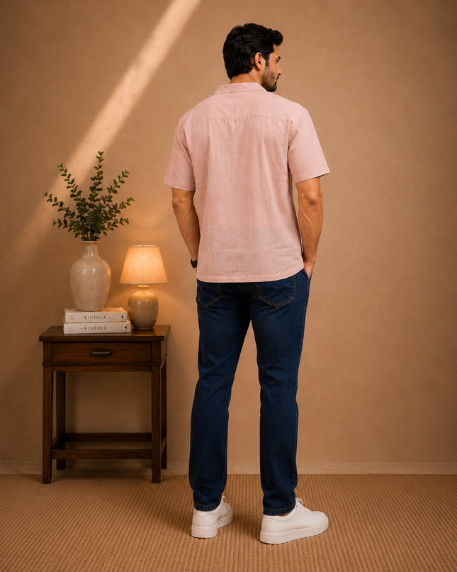 Short sleeve shirt with premium denim pant