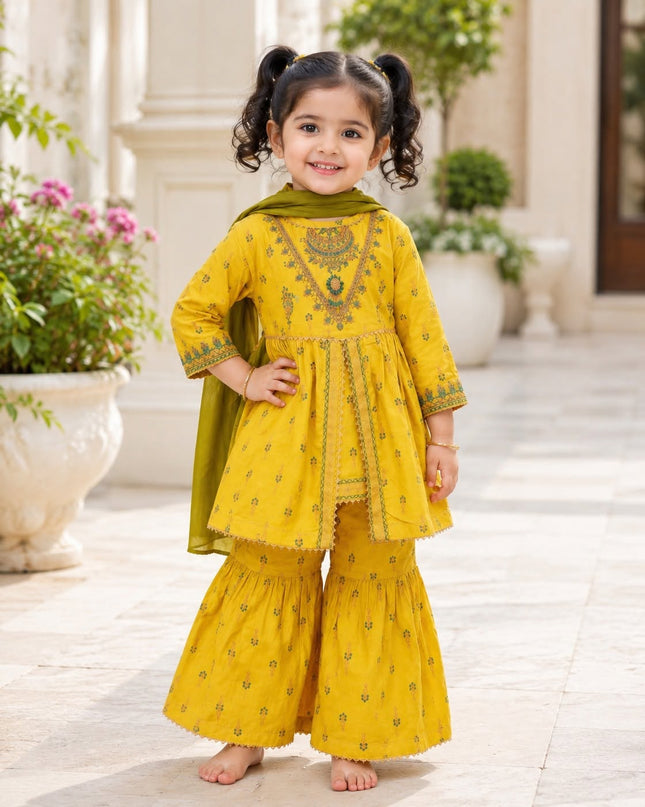 Baby Girl 3 Piece Gharara Outfit