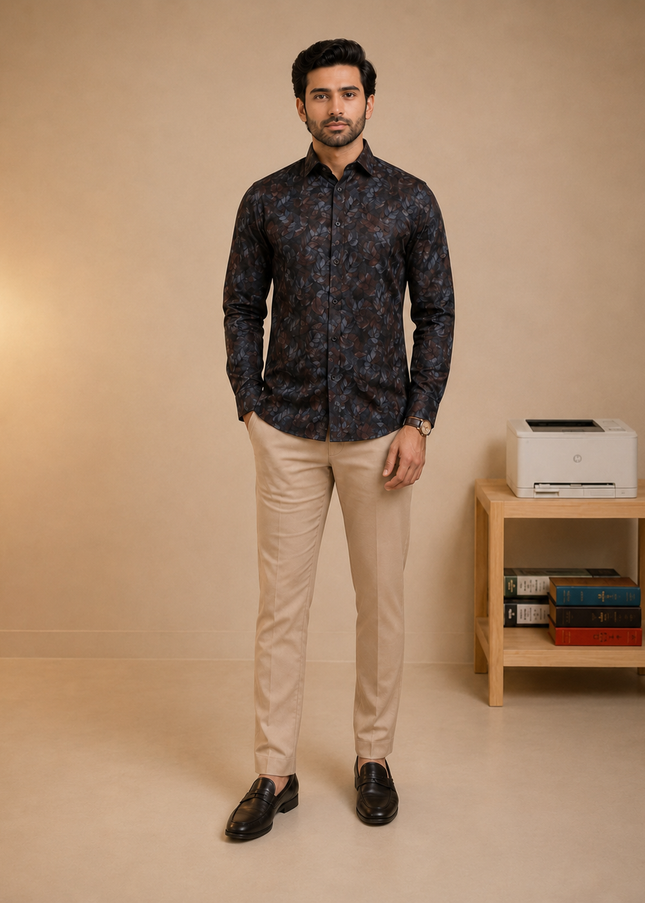 Premium printed shirt with denim pant