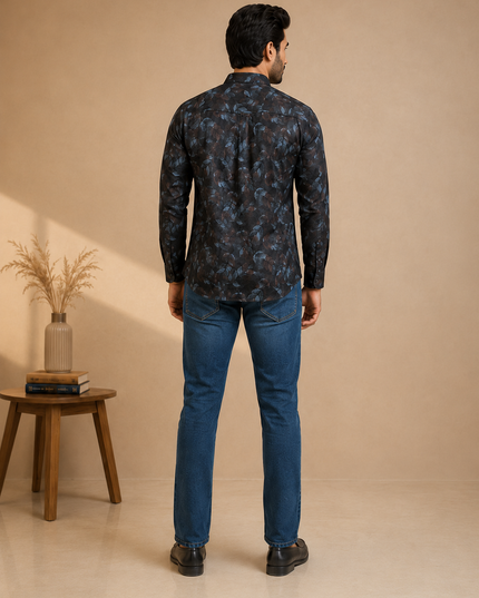 Premium printed shirt with denim pant