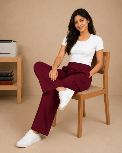 Premium quality wide-leg cargo trouser