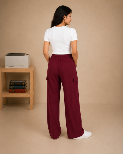 Premium quality wide-leg cargo trouser