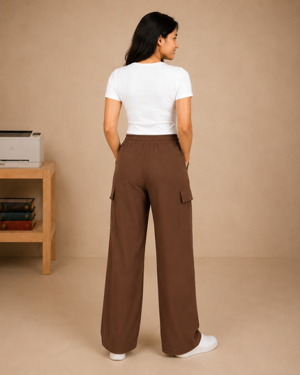 Premium quality wide-leg cargo trouser