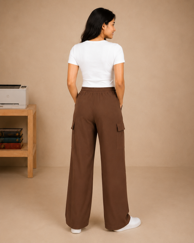 Premium quality wide-leg cargo trouser