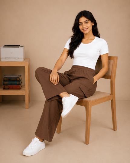 Premium quality wide-leg cargo trouser