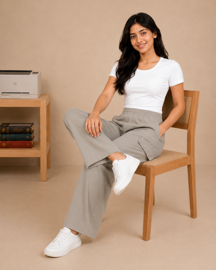 Premium quality wide-leg cargo trouser