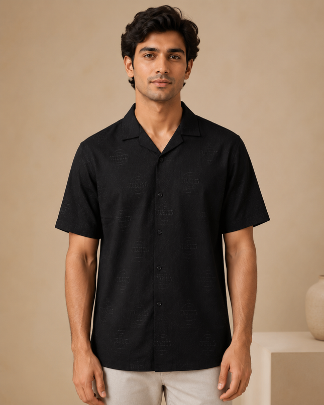 Black short sleeve shirt with premium cargo pants