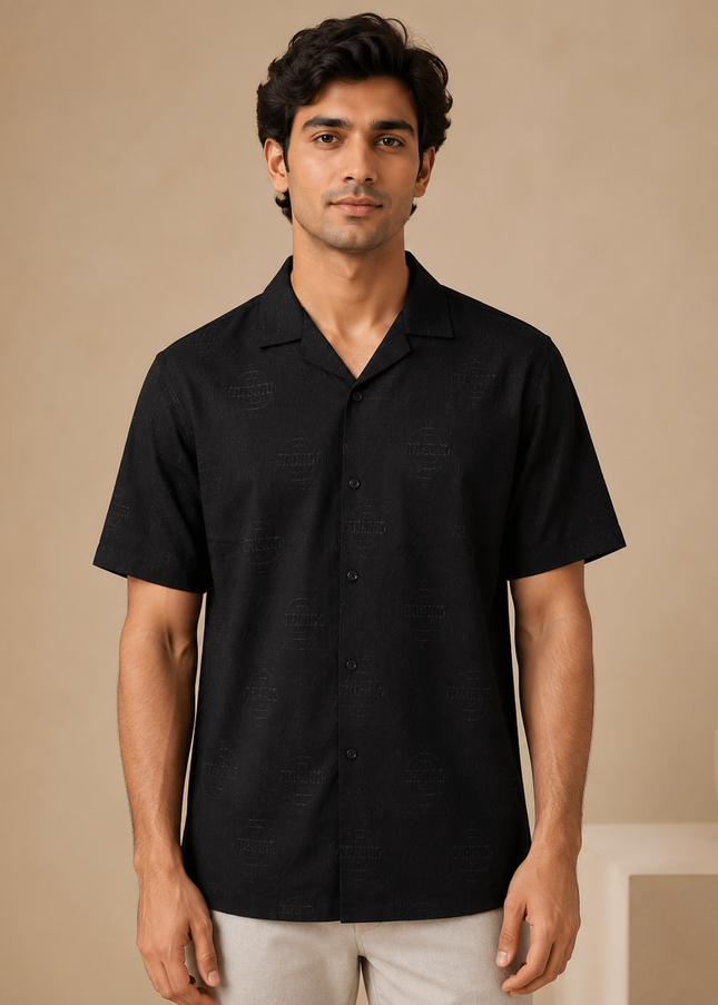 Black short sleeve shirt with premium cargo pants