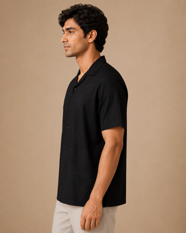 Black short sleeve shirt with premium cargo pants