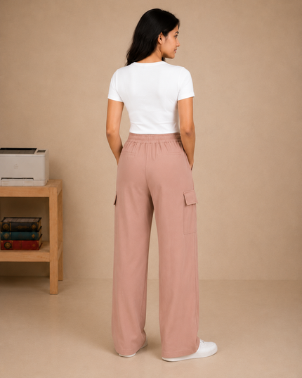 Premium quality wide-leg cargo trouser