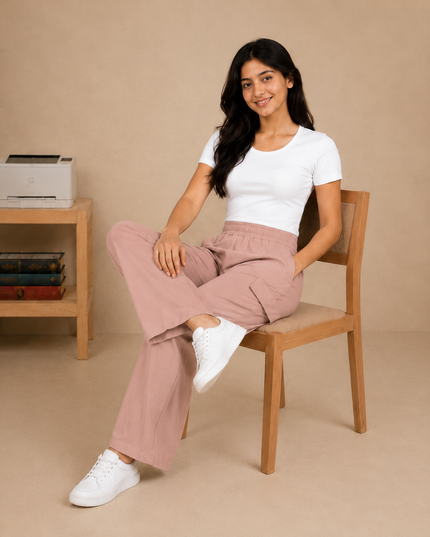 Premium quality wide-leg cargo trouser