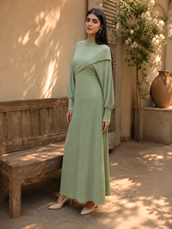 Women Mint Green Koren Long Maxi Dress – Elegant Modest Wear