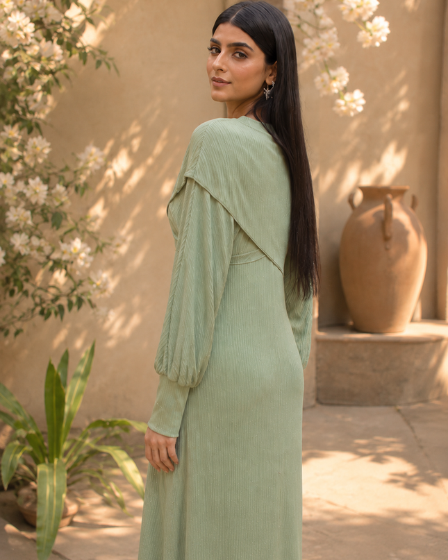 Women Mint Green Koren Long Maxi Dress – Elegant Modest Wear