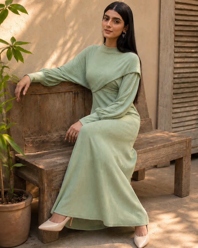 Women Mint Green Koren Long Maxi Dress – Elegant Modest Wear