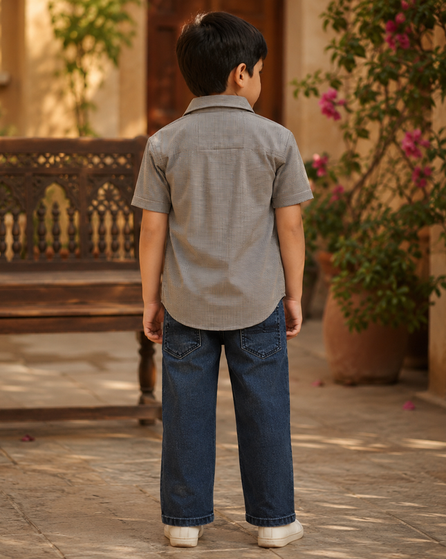 Boys Button-Down Shirt with Denim Jeans Set