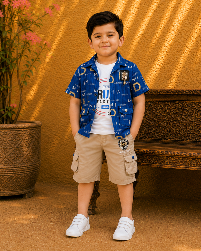 Blue casual summer outfit for boys