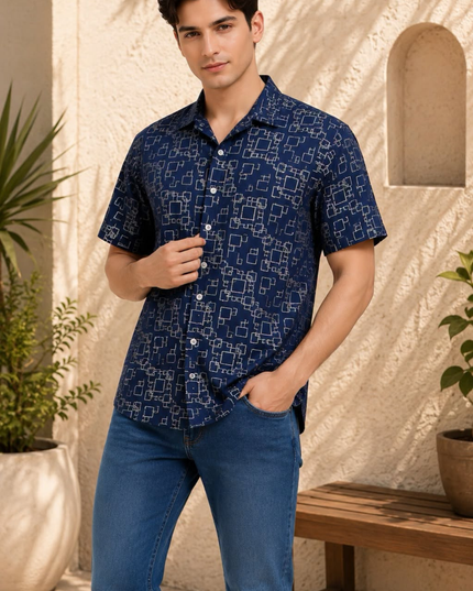 Men’s Printed Shirt and Denim Pants