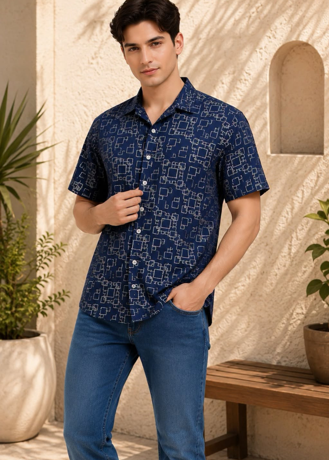 Men’s Printed Shirt and Denim Pants