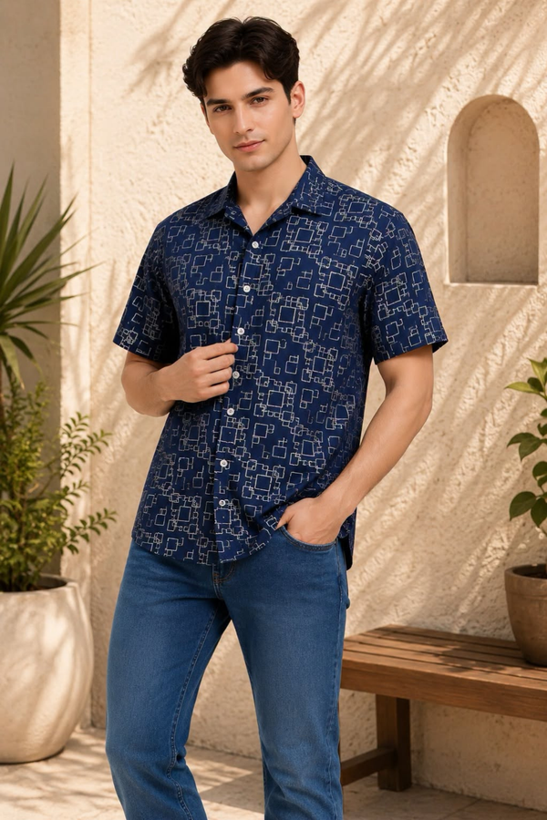 Men’s Printed Shirt and Denim Pants