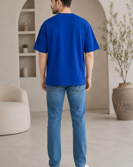 Men’s Royal Blue Oversized T-Shirt & Light Blue Straight-Fit Jeans Combo