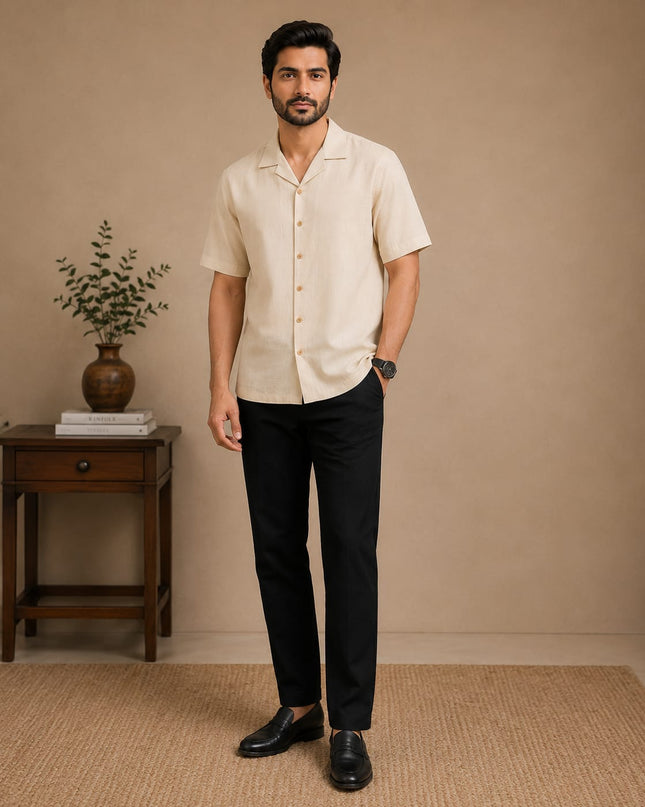 Short sleeve shirt with premium denim pant