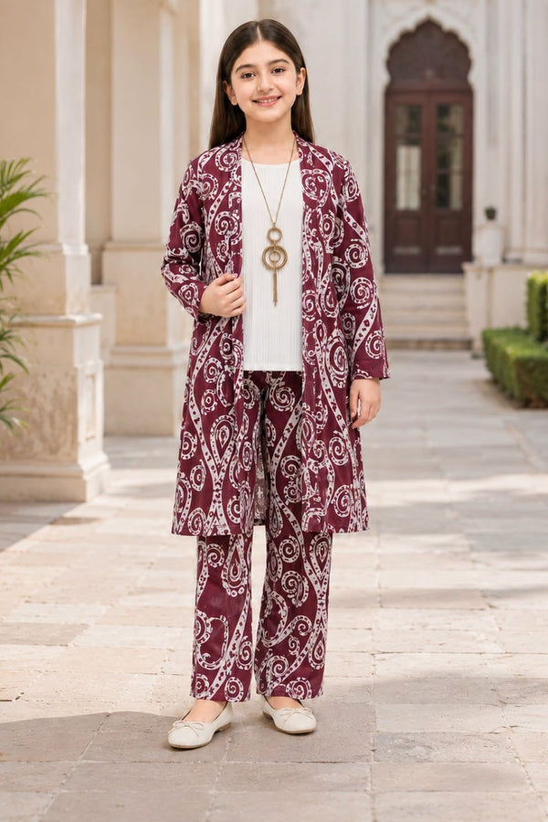 Girls’ 3-Piece Long Gown Co-ord Set
