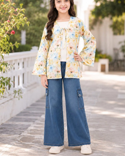 Girls’ Stylish Top & Bell-Bottom