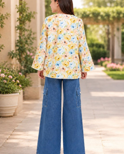 Girls’ Stylish Top & Bell-Bottom