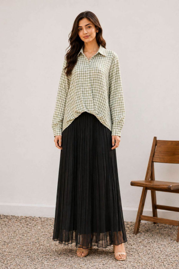 Skirt with Button-Down Cross Top