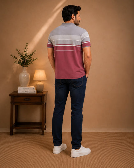 Premium Striped Polo T-Shirt and Denim Pant